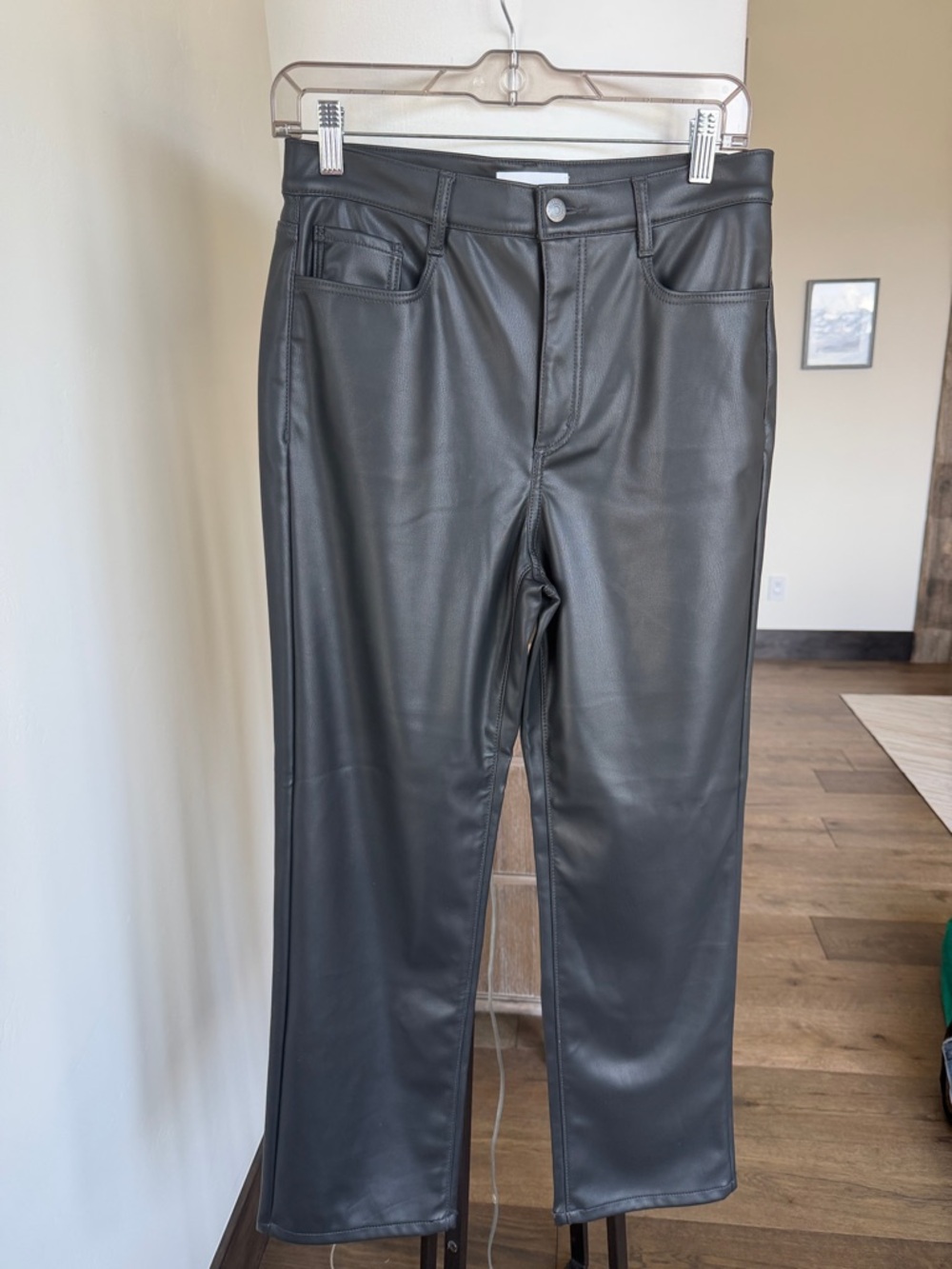 Loft  faux leather black pants high waisted - size 4